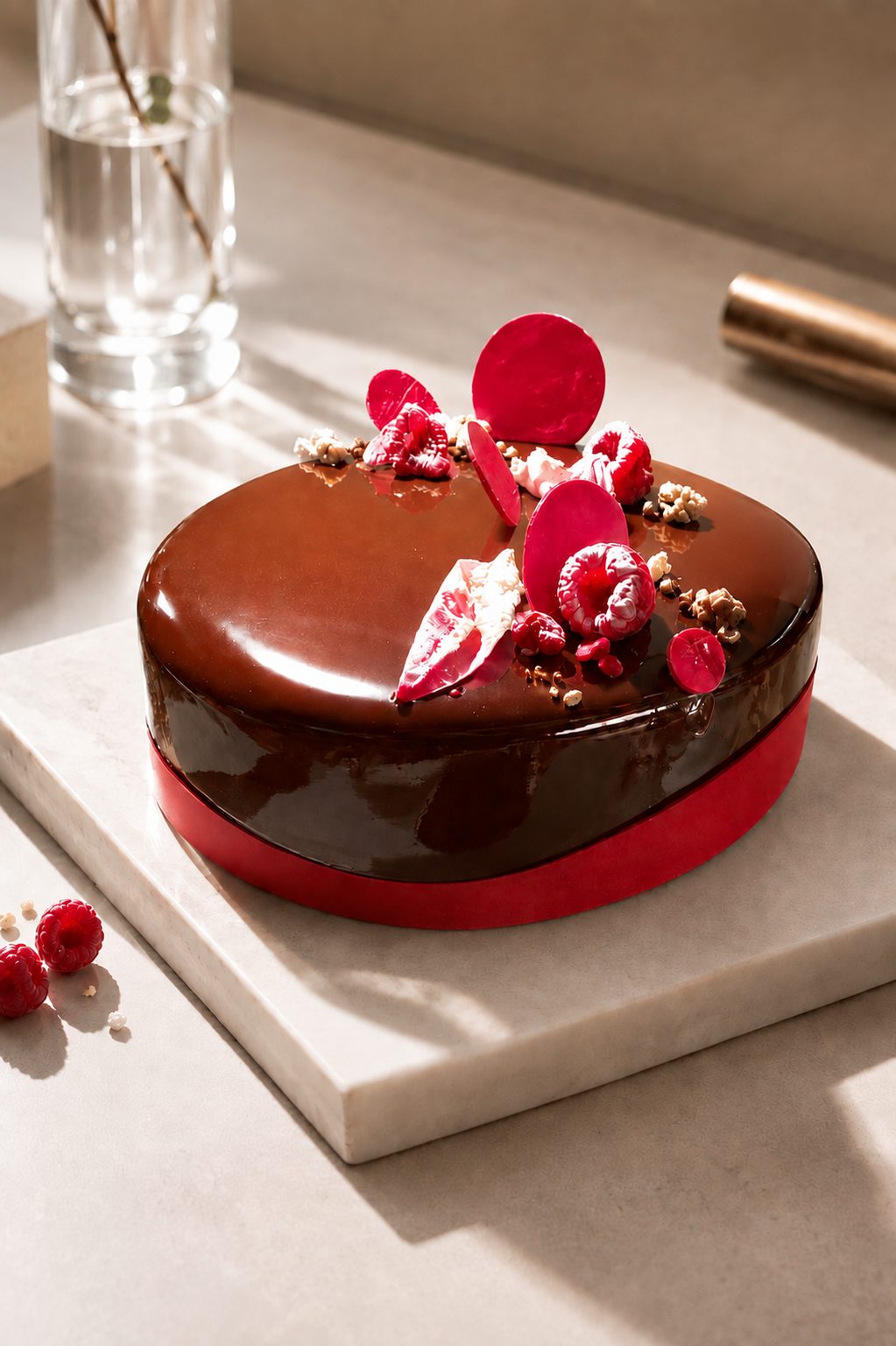 Torta al lampone con glassa a specchio